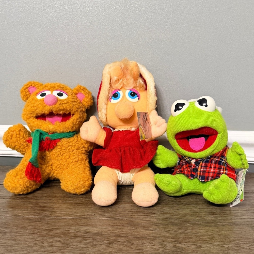 Vintage Muppet Babies Plush Lot Kermit Miss Piggy Fozzie Bear Jim Henson 1987